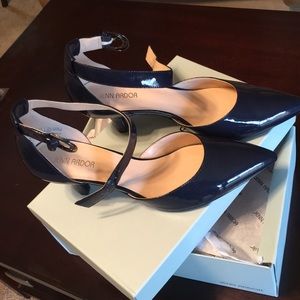 Jenn Ador Kitten Heel Pumps- Navy blue
